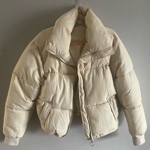Forever21 neutral cream/beige puffer bubble coat